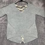 American Rag Cie Women’s Gray Lace Up Back Sweater Size S Acrylic Long Sleeve Photo 1