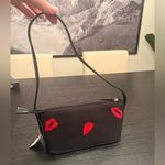 NWT Lips Embroidered Black Bag Structured Purse Shoulder Bag Y2K Mini Purse Photo 1