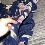 Entro  large womens feather print ruched empire waist with lavender velvet trim Photo 9