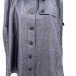 Brooks Brothers Brooks‎ Brothers Cape Jacket Coated Plaid Check Print Linen Blue Size Large Photo 2