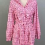 L.L.Bean  pink w/white and black lightweight “Shacket” (shirt/jacket), Large. EUC Photo 0