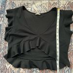 Free People  Intimately Black Ruffle Plunge V-Neck Crop Top Peplum Size Large Photo 9