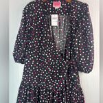 Kate Spade L Drop Waist Wrap Black and Pink Polka Dot Dress Photo 2