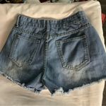 Jeans High Waist Distressed Denim Shorts S Festival Summer Boho Classic Rave Blue Photo 6