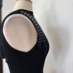 De Laru Vintage Black Bead Embellished Knit Sleeveless Backless Tank Top Photo 8