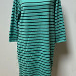L.L. Bean navy turquoise striped knit women’s dress size M BIN T Blue Size M Photo 0