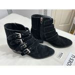 Womans Dolce Vita TAE Black Suede Strappy Heel Ankle Boots Size 7 M Photo 1