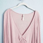 Free People Cozy Up With Me Pink Ribbed Long Sleeve Bodysuit Photo 3