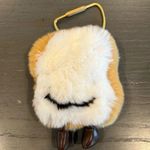 Faux Fur Fluffy White and Brown Toast Keychain Bag Charm Photo 0