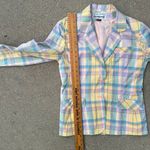Vintage 80s Pastel Blue Yellow Plaid Blazer Separates by Donkenny Size 12 Photo 10