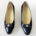 Bruno Magli‎ Mina Bow Leather Ballet Flat M Line 38 1/2 8.5 Black Navy Photo 0