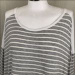 Moa Moa *NEW*  Woman Gray White Striped Lattice Top Photo 2