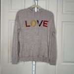 Rachel Zoe Sweater weather “Love”Neutral Fall Vibes High Low Hoodie Sweater Sz M Approx A31 Photo 2