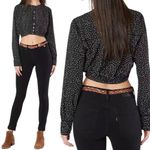Amuse Society NWT Black Dots Isn’t She Charming Cropped Blouse Size Large NEW Photo 13