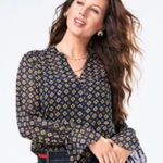 CAbi  3772 Mosiac Blouse Long Sleeve Size‎ Medium Photo 0