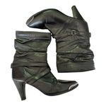 Zodiac Vintage USA Black Leather High Heel Slouch Boots w silver toes size 7.5-8 Photo 4