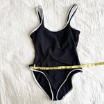 Ralph Lauren Vintage Sport Swimsuit One-Piece Black White Pony Trim Nautical 10 Photo 10