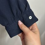 Lulu's Women’s Picture This Lace Round Neck Long Sleeve Blouse Navy size S Blue Photo 5