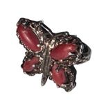 Antique South Western Coral Stone Butterfly Ring size 7.5 Red Photo 2