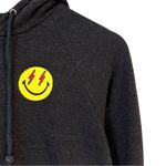 Aviator Nation Smiley Bold Eyes Cropped Hoodie Dark Heathered Gray Small Photo 4