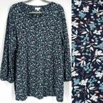 J.Jill  Floral Print Long Sleeve Tunic Top Dress Womens XL Blue Green‎ Casual Photo 1