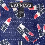 EXPRESS Navy Lipstick Design Zip Up Blouse… Photo 3