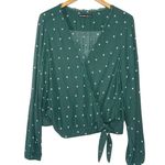 Abercrombie & Fitch Women’s Green Geo Print Lace Trim Wrap Top XL Photo 0