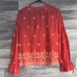 Loft Red Floral Embroidered Blouse Photo 2