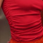 ZARA  RED Sleeveless Minimalist Ruched Short Sleeve Top Size Large Photo 2