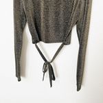 Reformation [] Metallic Gold Sparkle Tie Front Long Sleeve Jupiter Top Sz Large L Photo 4