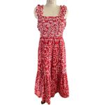 Anthropologie  Atelier 1756 Colombia Amal Red Eyelet Midi Dress Size Small Photo 3