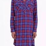 J.Crew Shirt Dress Red Blue Pockets Flannel Plaid Casual Comfy Trendy Neutral Photo 1