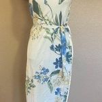 Lulus NWOT Season of Bliss White Floral Print Satin Strapless Midi Dress Photo 0