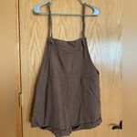 Cider  NWOT Denim Brown Pocket Romper with Tie Straps Photo 2