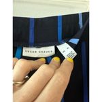 Susan Graver  Pants Women's XL Black Blue Striped Liquid Knit Wide Leg Stretch Photo 3