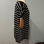 Urban Heritage Black & White Stripes Pullover Sweater with Suede Elbow Pads Sm Photo 1