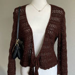 Faded Glory  Women's Brown Open-Knit Cardigan Size L Photo 0