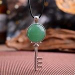 Green Aventurine Natural Stone Key Shaped Pendant Necklace Healing Gemstone Photo 1