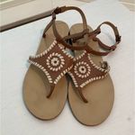 Jack Rogers  Maci Leather Sandals Size 7 Cognac Brown Tan Medallion Coastal Boho Photo 0