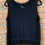 Philosophy Womens Medium Top Black Tank Fringe Hem Sleeveless Boho Festival Photo 0
