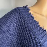 Main Strip V Neck Frayed Sweater Dark blue Size Large Photo 8