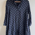 ZARA Womens Premium Denim Collection Polka Dots Print Tunic Top Size S Black Photo 0
