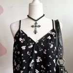Abound Black Floral Cami Tank Top, Gothic Whimsigoth Coquette Grunge Indie Sleaze Large Photo 1
