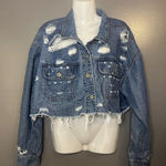Highway Jeans  Jacket Womens 2X Distressed Cropped Raw Hem Trucker VD703E1MCK Photo 0