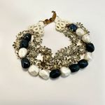 Blue and white vintage floral multi strand bracelet Photo 5