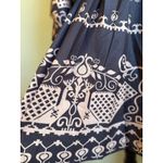 Retro Dress M Black Print V Neck Tie Mini boho whimsigoth Y2K resortwear tan Size M Photo 2