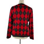 Vintage Stuart Alan Sz 14 Knit Sweater Argyle Knit USA Made Double Breasted Red Photo 5