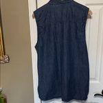 Chico's  Blue Denim 100% Cotton Button Down Shirt Pockets Photo 3