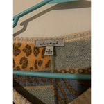 White Birch Animal Print Striped Sweater Cozy Knit Pullover Size S Photo 2