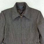 Vtg Braebrook Women's Wool Houndstooth Harrington Jacket 10 Petite Brown Cinch Size 10P Photo 2
